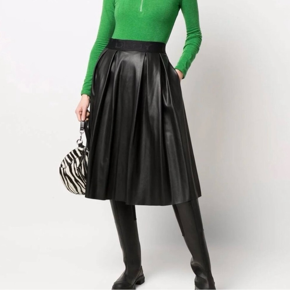 DKNY Faux Leather Black Skirt
